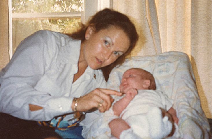 Chris, the Rinder children’s nanny, with Benjamin in 1983